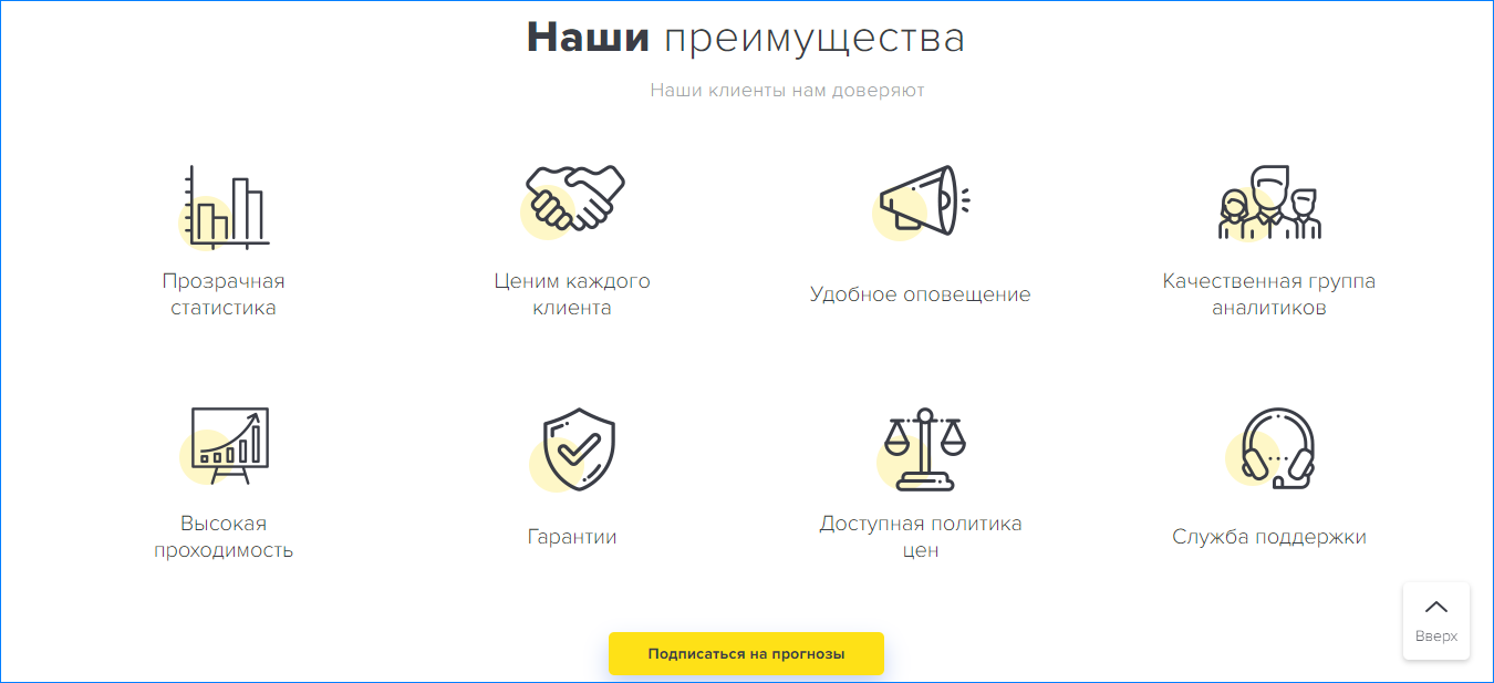 Преимущества проекта Наш прогноз