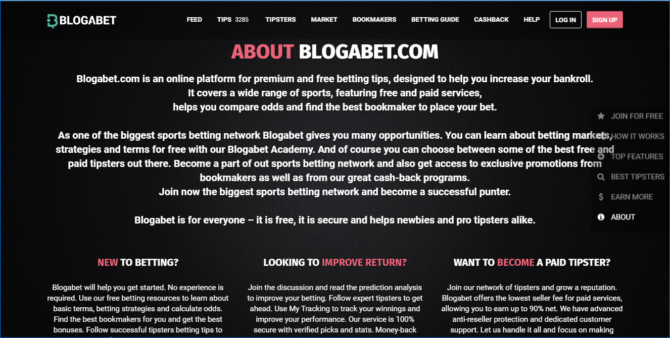 О проекте Blogabet